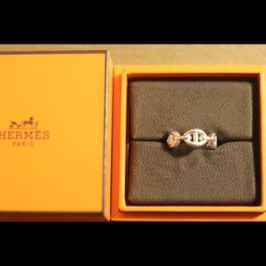 Hermes d’Ancre Enchainee Silver Ring - Sz 50